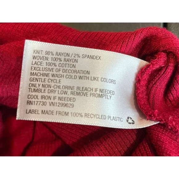 Knox‎ Rose Burgundy Short Sleeve V Neck Top Shirt Lace Large Boho Cottagecore - Picture 8 of 9